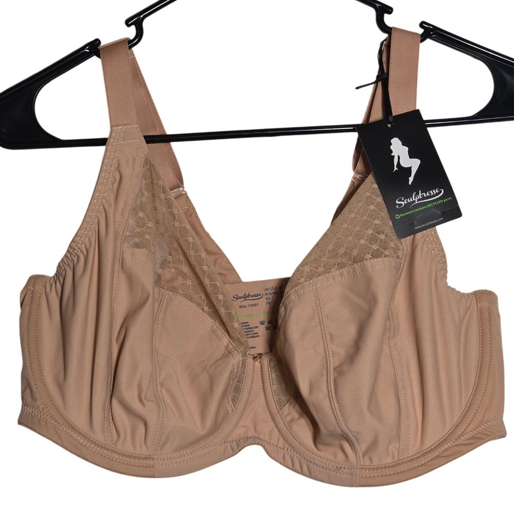 Sculptresse Bliss Full Cup Bra Plus 42E Hazel Nude Underwire Lace Neutral NWT